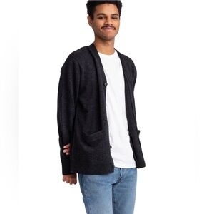 Carhartt WIP Allen Gray Cardigan, Lamb’s Wool Blend, Casual, Preppy, Academic S